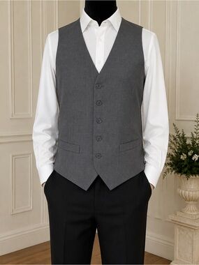 MEN’S Gioberti Gray Pinstripe Men’s Suit Vest XS